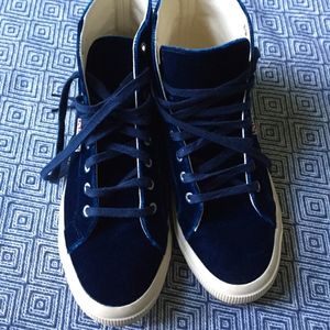 Superga Navy Velvet Lace Up Sneakers Size 41 1/2